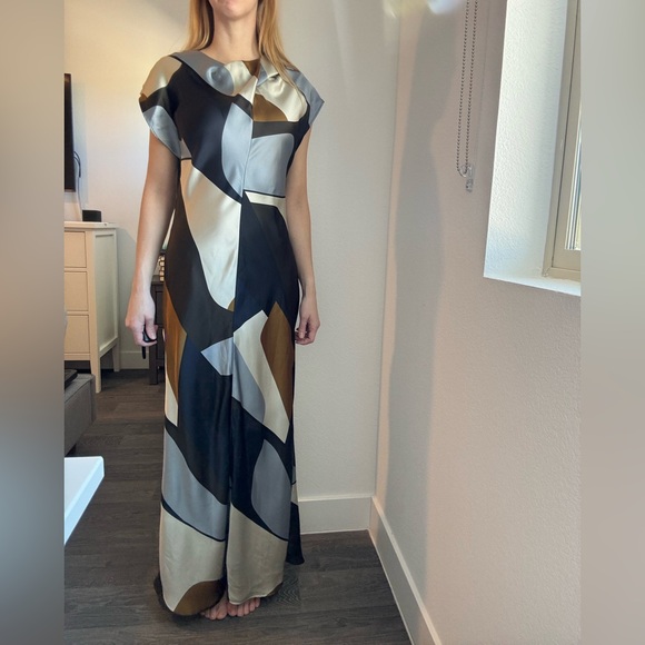 Zara Dresses & Skirts - Zara Black and Gold Geometric Maxi Dress